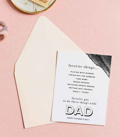 Favorite Things for Boy Dad - Father's Day Card