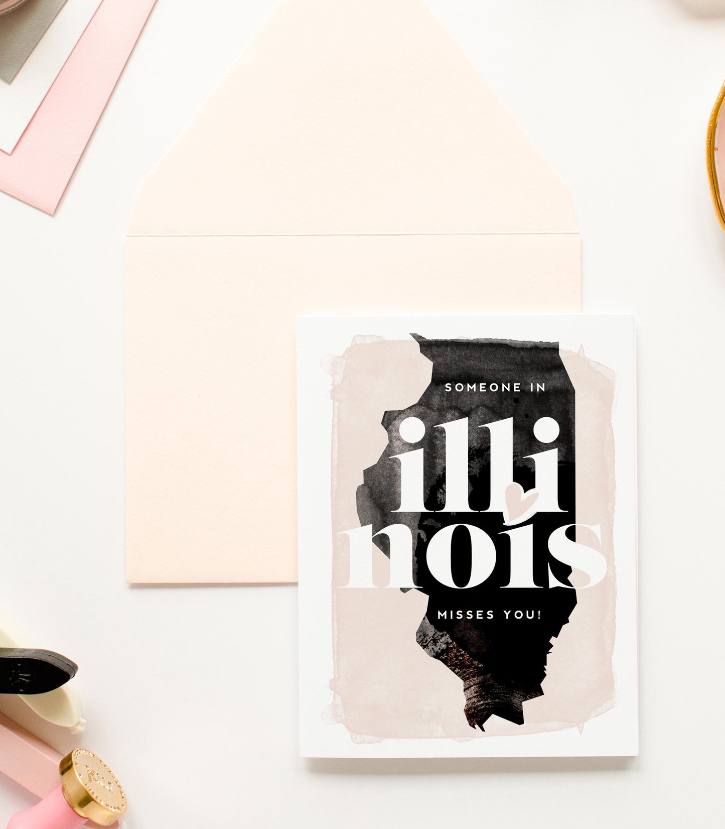 Illinois Misses You, Thinking of You Love Card