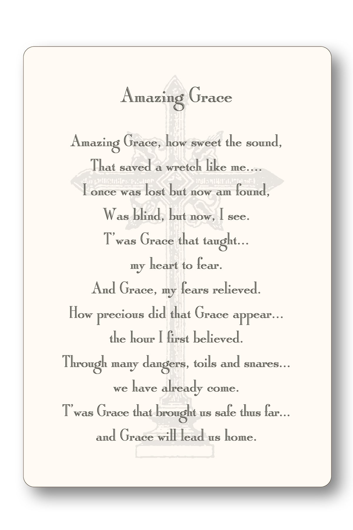 Amazing Grace Hymn Prayer Card