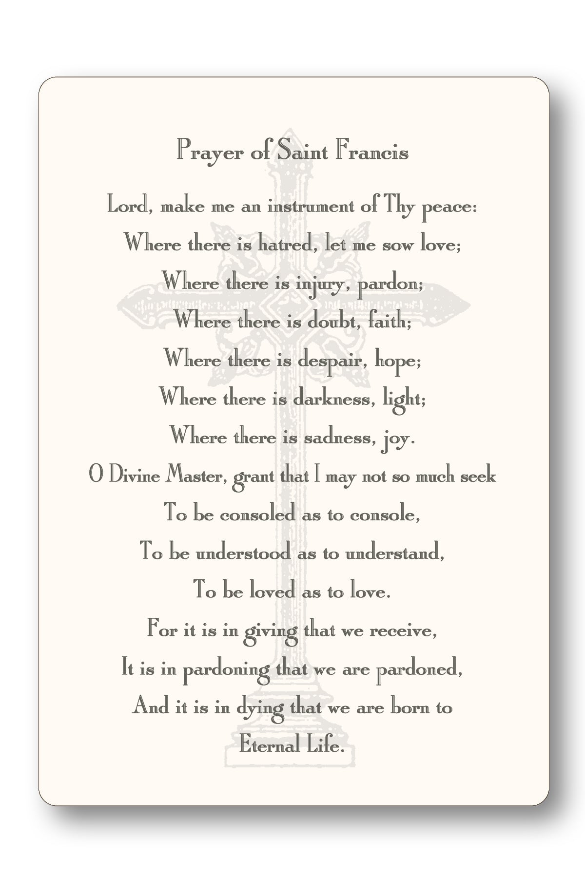 Prayer of St. Francis Prayer Card