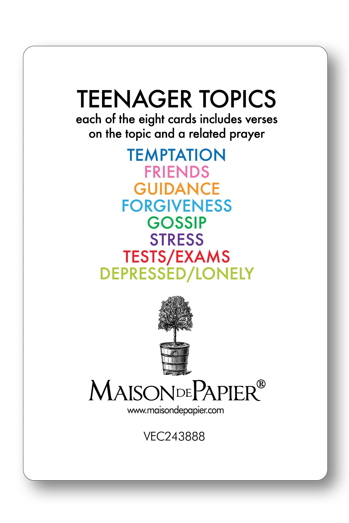 Teenager Topics Prayer Card