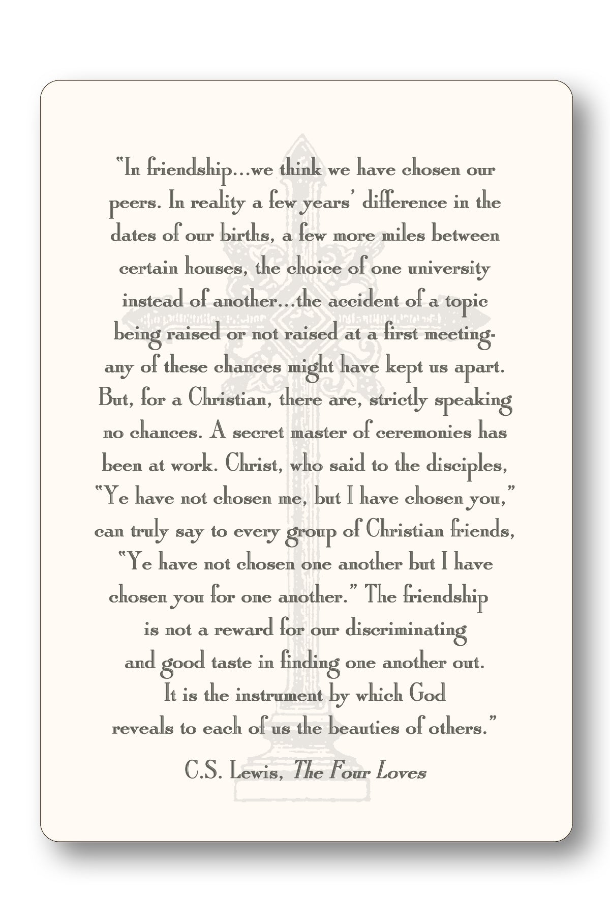 The Four Loves - CS Lewis Prayer Card