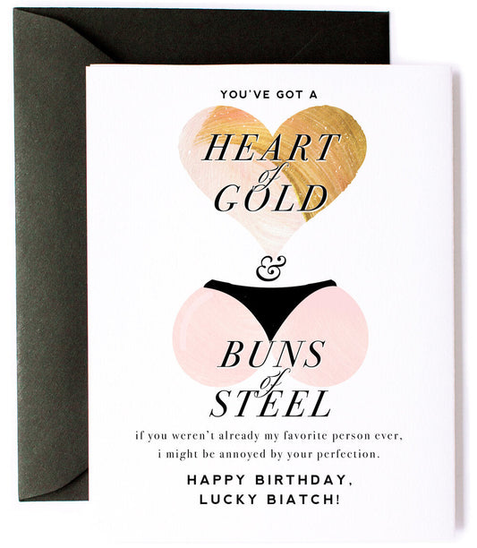 Heart of Gold - Buns Steel, Friendship Birthday Greeting Card