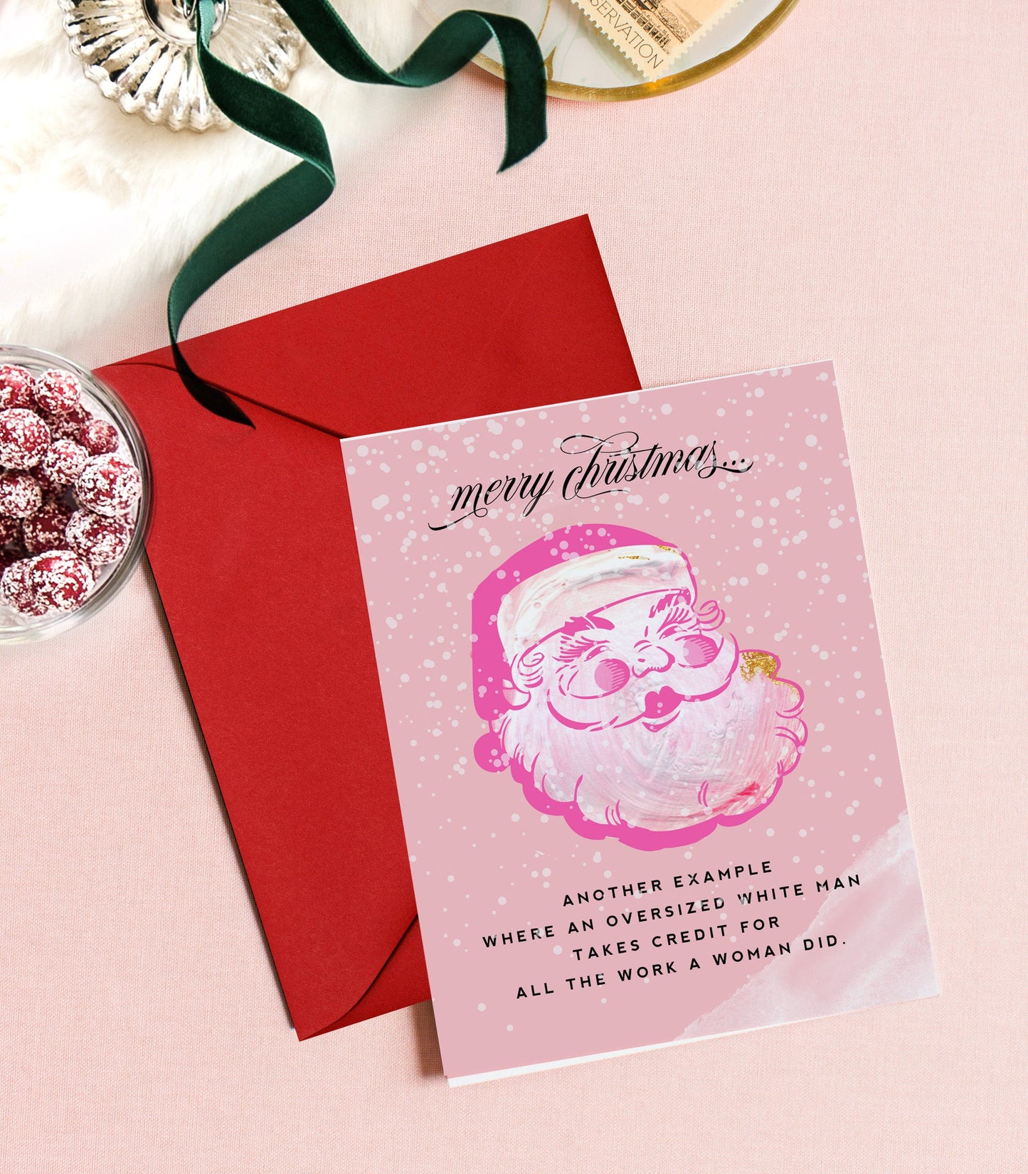 Christmas Feminist Santa, Funny Holiday Greeting Card