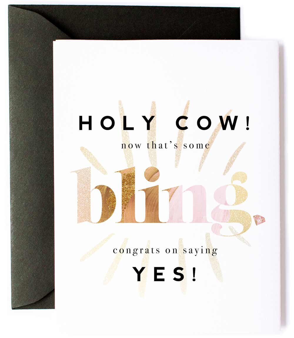 Holy Cow That's Some Bling,  Funny Wedding Engagement Celebration Card