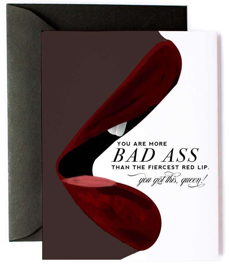 Black Bad Ass Lip, Friendship & Encouragement Greeting Card