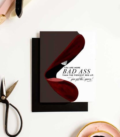 Black Bad Ass Lip, Friendship & Encouragement Greeting Card