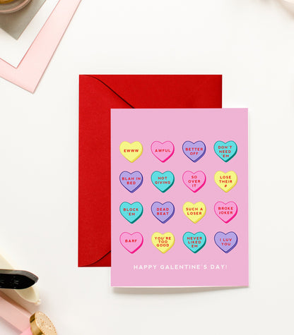 Breakup Candy Hearts - Funny Galentine's Day Greeting Card