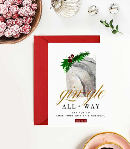 Gin-gle All the Way, Funny Christmas Holiday Card