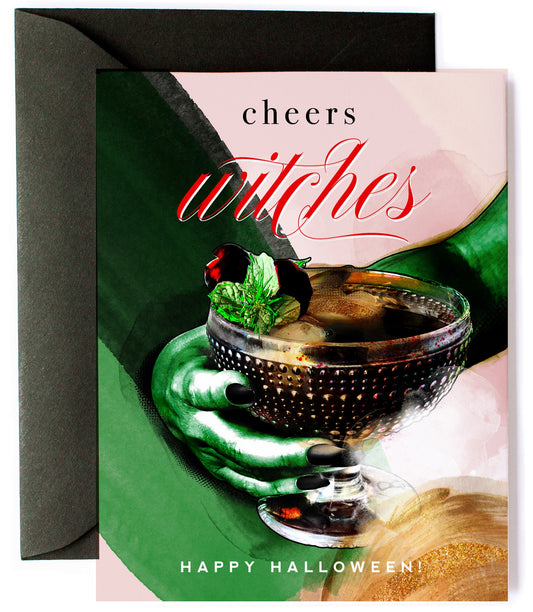 Cheers Witches, Funny Cocktail Halloween Greeting Card