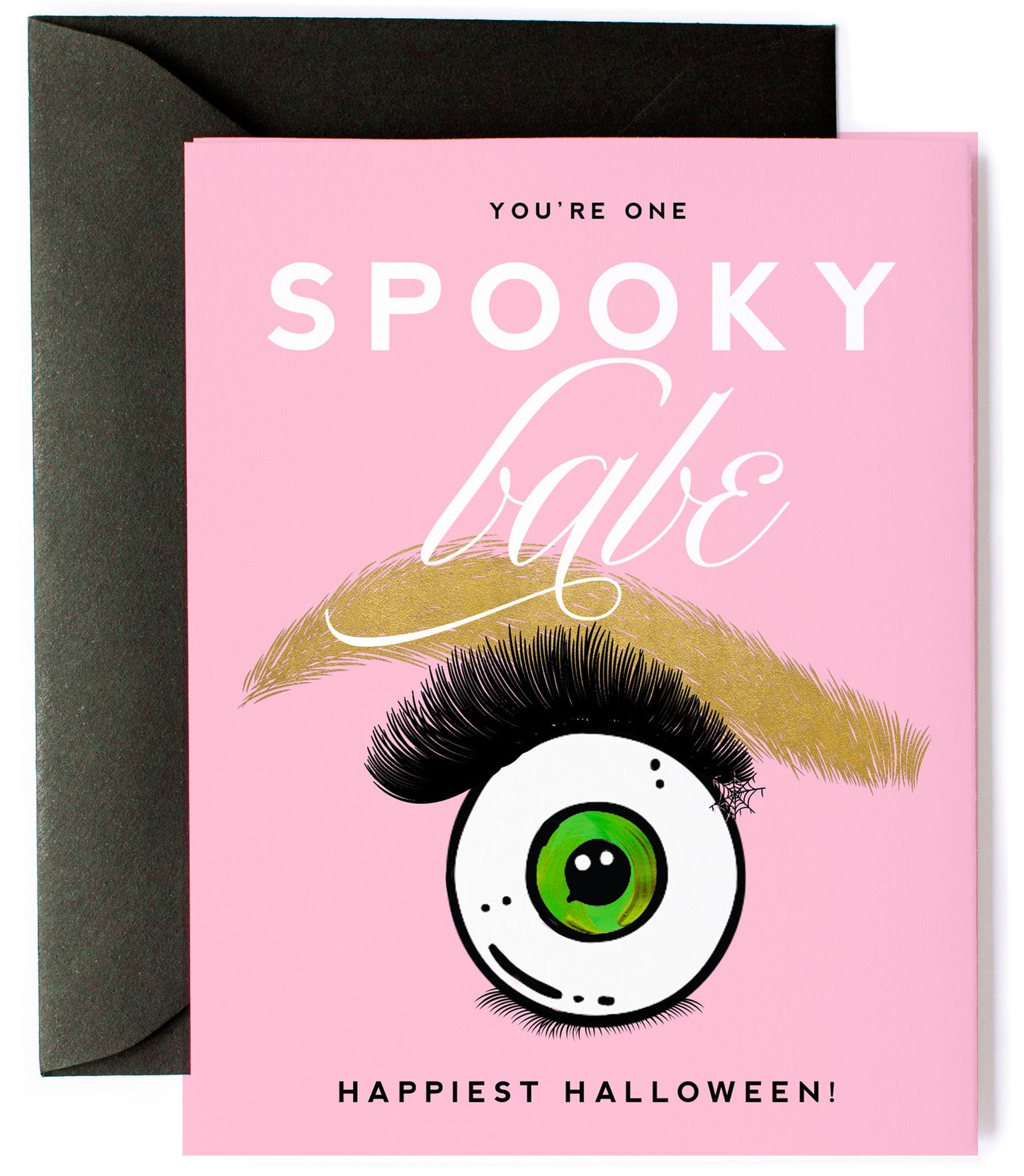 Spooky Babe, Pink Fashionable Funny Halloween Greeting Card