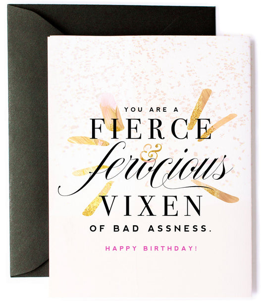 Fierce & Ferocious Vixen, Funny & Stylish Birthday Card