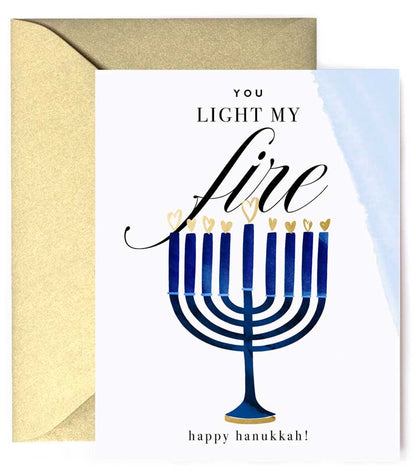 You Light My Fire, Menorah - Hanukkah Holiday Greeting Card