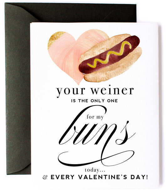 Vday Weiner Buns Valentine's Greeting Card