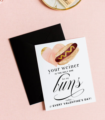 Vday Weiner Buns Valentine's Greeting Card