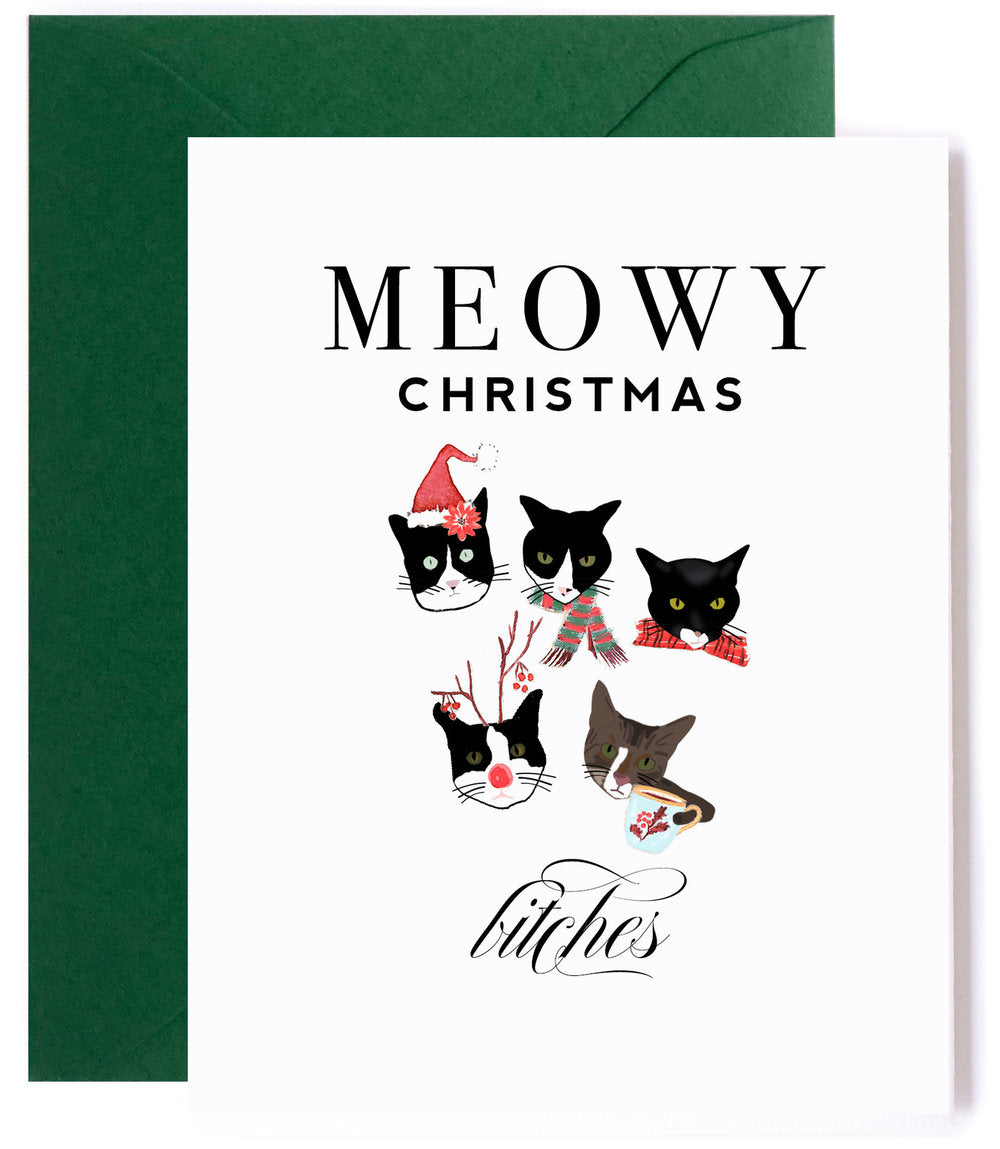 Meowy Christmas, Funny Christmas Cat Greeting Card