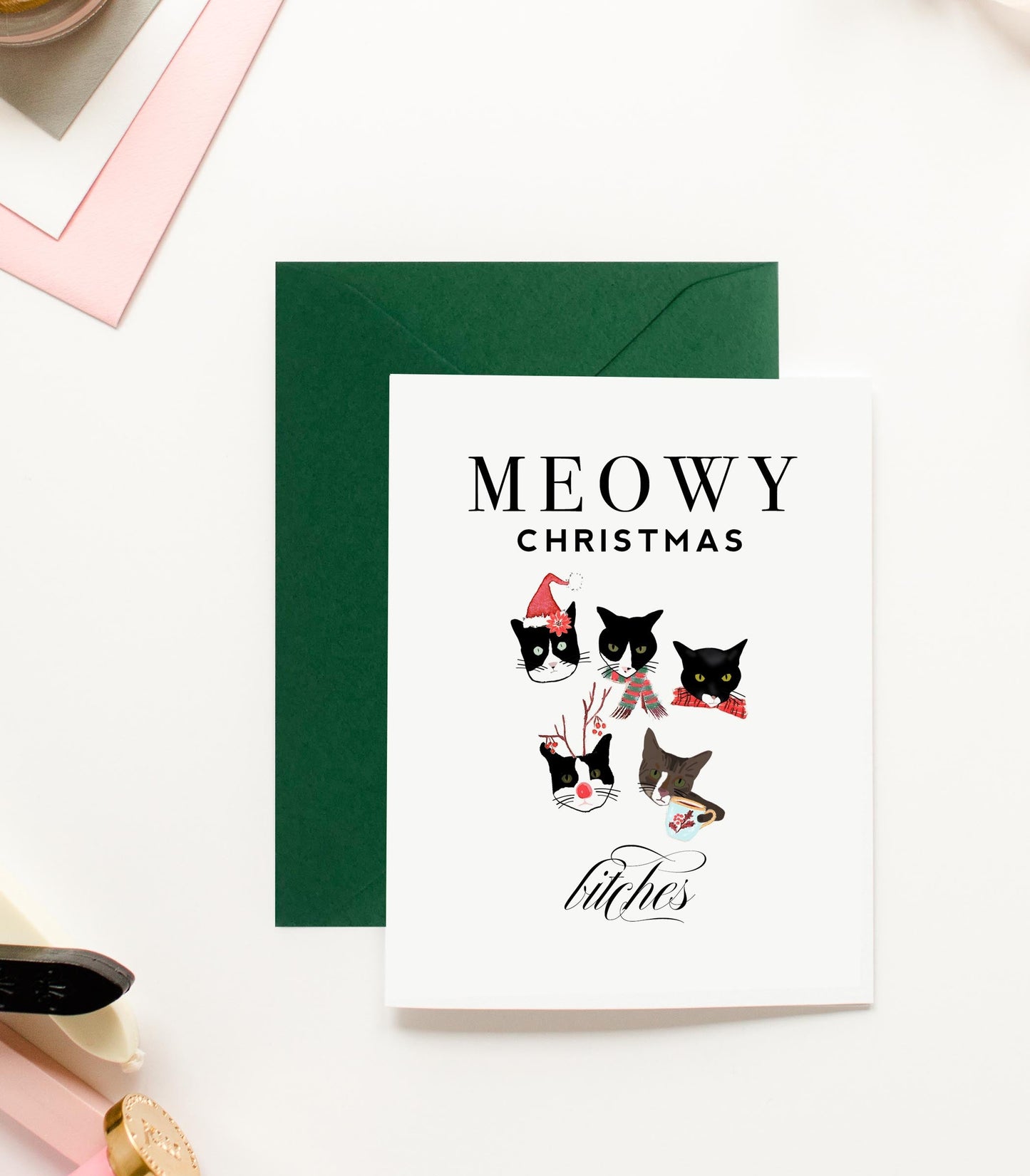 Meowy Christmas, Funny Christmas Cat Greeting Card