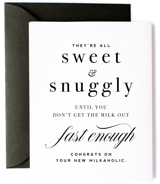 Milkaholic, Funny Congratulations New Baby Greeting Card