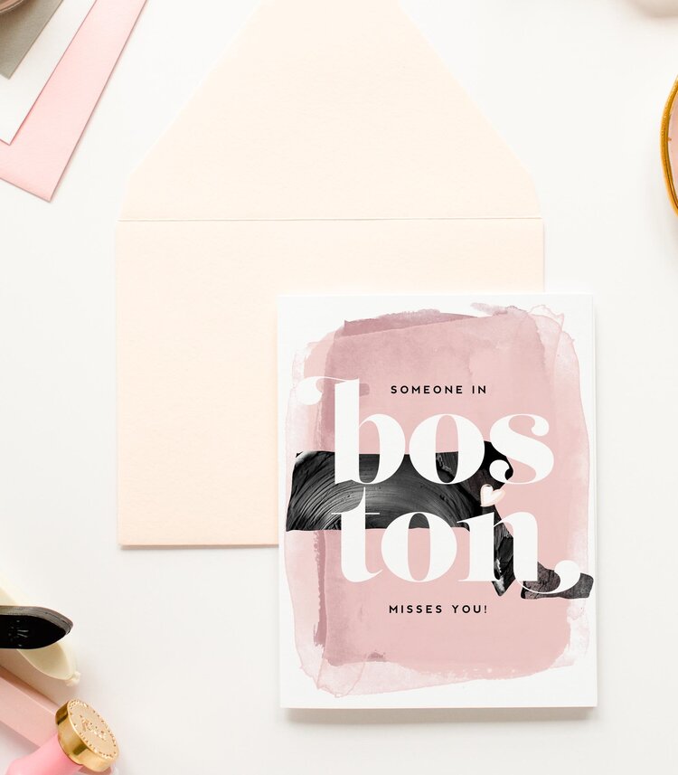 Boston, Massachusetts Misses You, Thinking of You Love Card