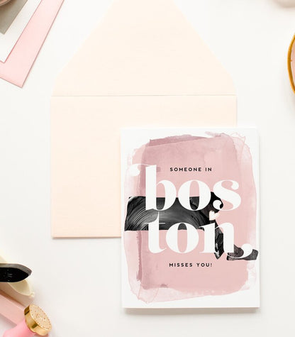 Boston, Massachusetts Misses You, Thinking of You Love Card