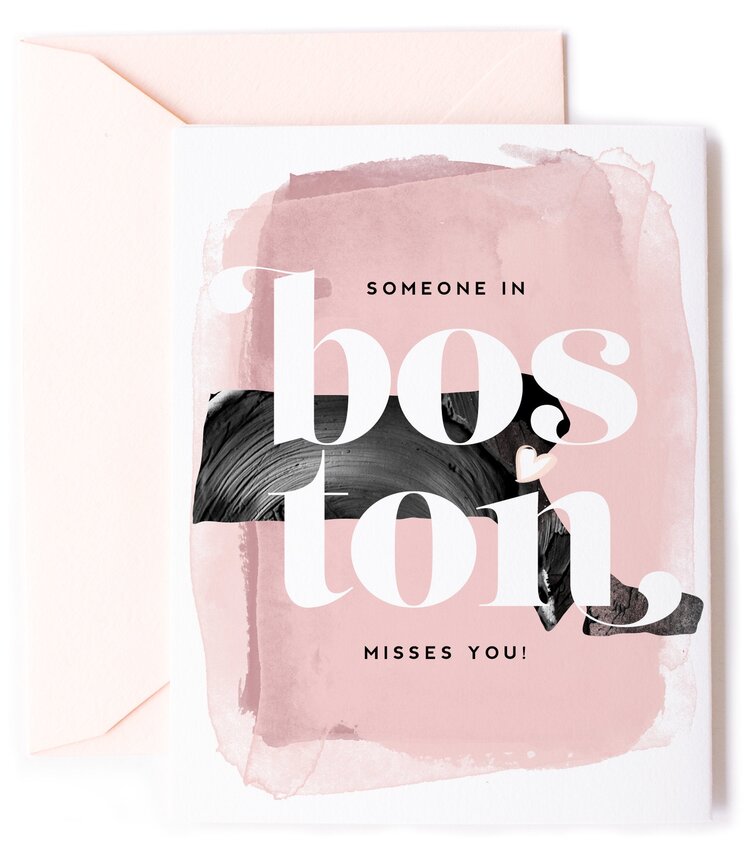 Boston, Massachusetts Misses You, Thinking of You Love Card