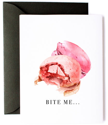 Bite Me, macaroons - Funny Love & Friendship Greeting Card