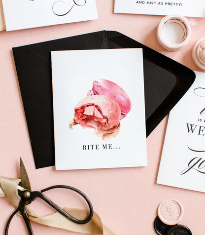 Bite Me, macaroons - Funny Love & Friendship Greeting Card