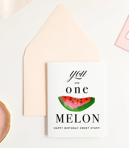 One in A Melon, Watermelon Birthday Greeting Card